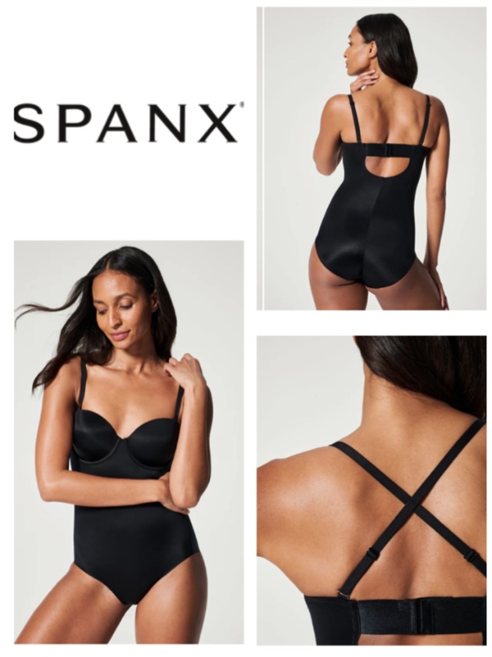 SPANX Strapless Cupped Brief Bodysuit in black (S)